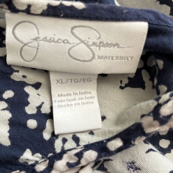 Jessica Simpson Blue White Floral Asymmetrical Maternity (or not) Dress Size XL - Picture 5 of 8